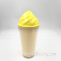 Hot sale Products Wholesale 16oz Reusable Double Wall Custom color Drink Ice Cream Plastic Cup with Lid